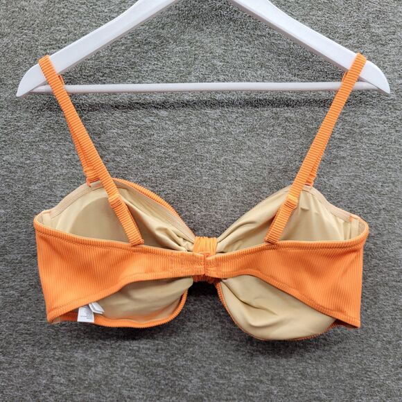 Old Navy Swim Bikini Top Women’s 2X Orange Coral Textured Rib Cinch Front NWT - Picture 4 of 14
